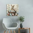 thumbnail image 5 of Fenyluxe Bunny Flowers Ready to Hang Easter Canvas Wall Art Decor 12x12in, 5 of 6