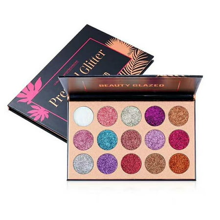 15 Color Diamond Glitter Eyeshadow Palette Highly Pigmented and Long-Lasting Makeup (Best Pigmented Eyeshadow Palette 2019)