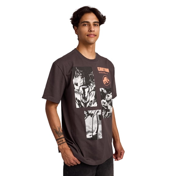 Jurassic Park 1993 Men's Gray Double-Sided Short Sleeve Tee -Medium