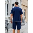 thumbnail image 3 of U2SKIIN Mens Pajama Set, Short Sleeve Lightweight Sleepwear Soft Nightwear Set With Pocket,(Navy,XL), 3 of 5