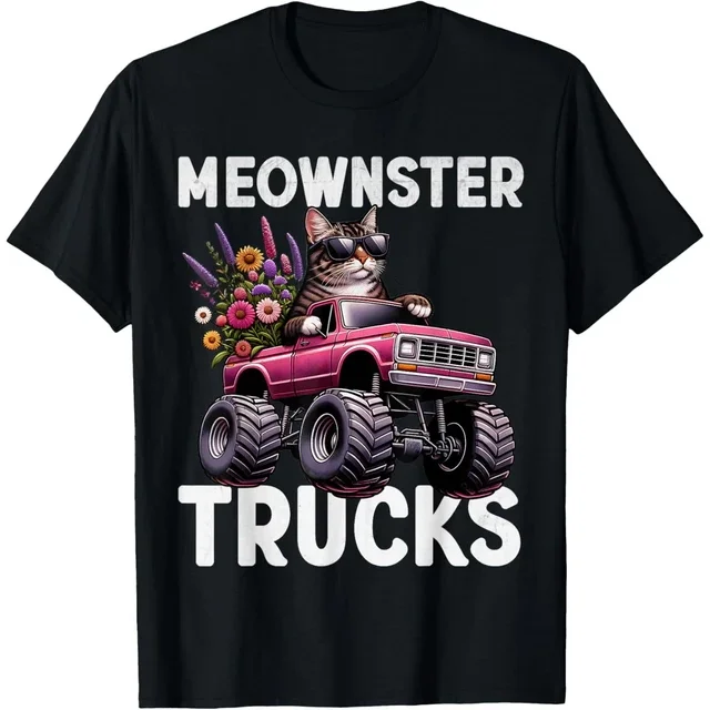 ALVORD T-Shirt de Fête Camion Drôle Chat Femme Unisexe P-5TG