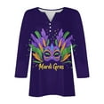 thumbnail image 4 of YUGYXL Summer Plus Size 3/4 Length Sleeve Tshirt for Women 2025 Mardi Gras Mask Printed Loose Cozy Costume Trendy Crew Neck Lightweight Tunic Clothes Celebration Tees, 4 of 5
