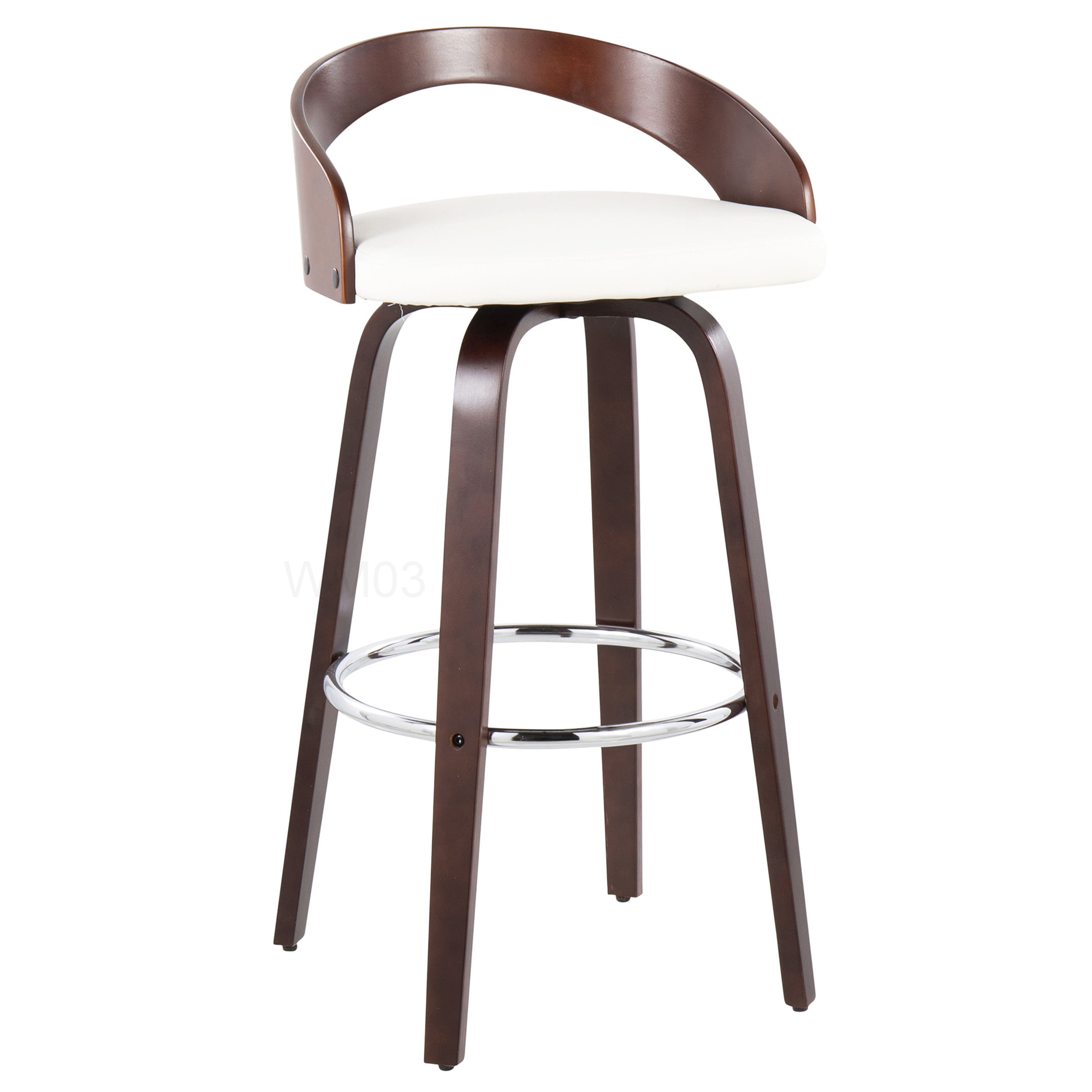 Swivel Bar Stools Set of 2, Modern Counter Stools with Faux Leather Seat and Chrome Footrest
