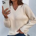 thumbnail image 2 of Moda mujer Casual manga larga cuello en V sólido señoras tejido suéter Tops Fridja ghj987+5534, 2 of 8