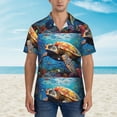 thumbnail image 2 of Sikiie Colorful Underwater Sea Turtle Print Men's Hawaiian Shirt, Summer Beach Button Pocket Short Sleeve T-Shirt,Large, 2 of 7