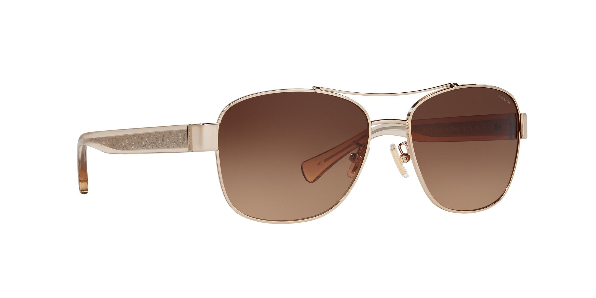 Coach Women's Light Gold-Tone Stylized Aviator Sunglasses HC7064-926513-56