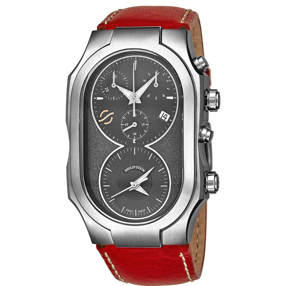 Philip Stein Philip Stein Men's Signature Red Leather Band Steel Case
