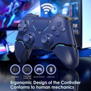 Wireless Controller Compatible with P4/Slim/Pro,P4 Gamepad Joystick with Programmable Dual Motors Headphone Jack,Blue