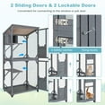 thumbnail image 6 of Gymax Wooden Cat House 72'' Indoor Outdoor Kitten Enclosure Kennel Condo on Wheels Grey, 6 of 10