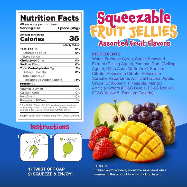 Funtasty Fruit Jelly Candy, Assorted Flavors, Vegan Squeezable