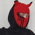 thumbnail image 4 of Gorro de punto divertido unisex nuevo 2022 para fiesta de Halloween, gorro de cuerno para padres e hijos, gorro de lana cálido para invierno, gorro resistente al viento, 4 of 5