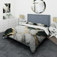 thumbnail image 1 of Designart "Gilded Green and Gold Geode Marble I" Abstract Marble Bedding Covert Set - Modern Green Abstract Bed Set With 1 Sham, 1 of 6
