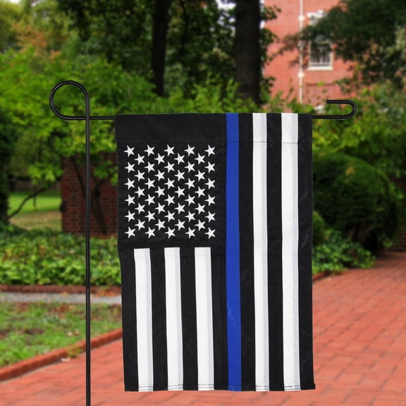 Northlight Thin Blue Line Embroidered Patriotic Outdoor Garden Flag 18" x 12.5"