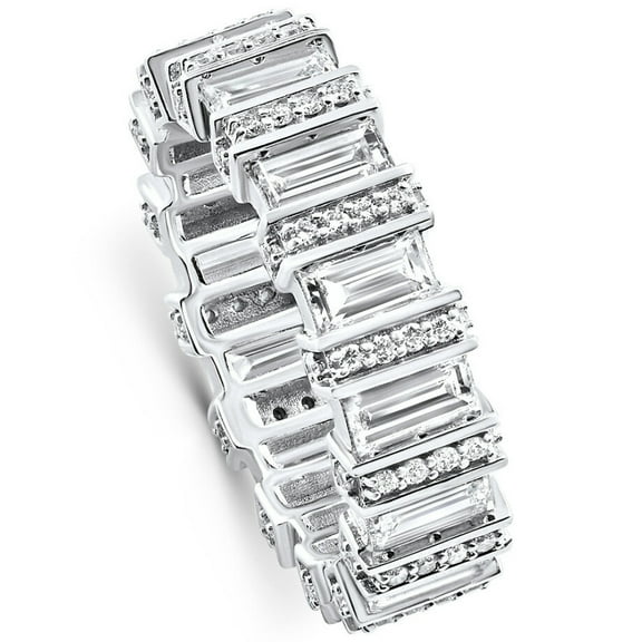 Pompeii 3Ct TW Emerald Cut Diamond Fancy Eternity Wedding Ring 14k Gold Lab Grown