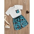 thumbnail image 3 of Liacowi Toddler Baby Boys 2 Pcs Outfits Leopard Patchwork Pocket Short Sleeve T-shirts with Leopard Print Shorts Sets, 3 of 8