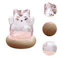 thumbnail image 6 of kowaku Glass Piggy Bank Money Saving Pot Ornament Festival Gift Cute Kitten Shaped Money Bank with Wooden Base for Shelf Living Room PInk, 6 of 9