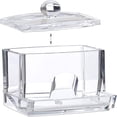 thumbnail image 3 of Cotton Swab Storage, Acrylic, Box With Lid, Small Ear Swab Dispenser Bathroom & Vanity, Clear, 3 of 7