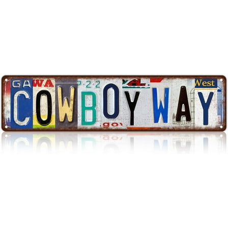 Vintage Cowboy Way Wall Decor Street Signs Home Bar Coffee Metal Tin Signs 16 x 4 Inches