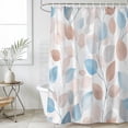 thumbnail image 4 of Botanical Leaves Bathroom Shower Curtains with 12 Hooks Polyester Waterproof Shower Curtain for Stalls and Bathtubs Pink Gray Blue Leaf Branches Boho Decorative Bathroom Privacy Curtain 48x72 Inches, 4 of 9