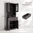 thumbnail image 2 of JULY'S SONG 71" Tall Kitchen Pantry Storage Cabinet with Doors & Shelves, Freestanding Kitchen Hutch Cabinet with Drawer and Open Countertop, for Dining Room, Living Room, Black, 2 of 9