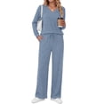 thumbnail image 2 of Fantaslook Two Piece Lounge Sets for Women Vacation Travel Fall Outfits V Neck Tops Wide Leg Pants Matching Sets Women Clothing, 2 of 8