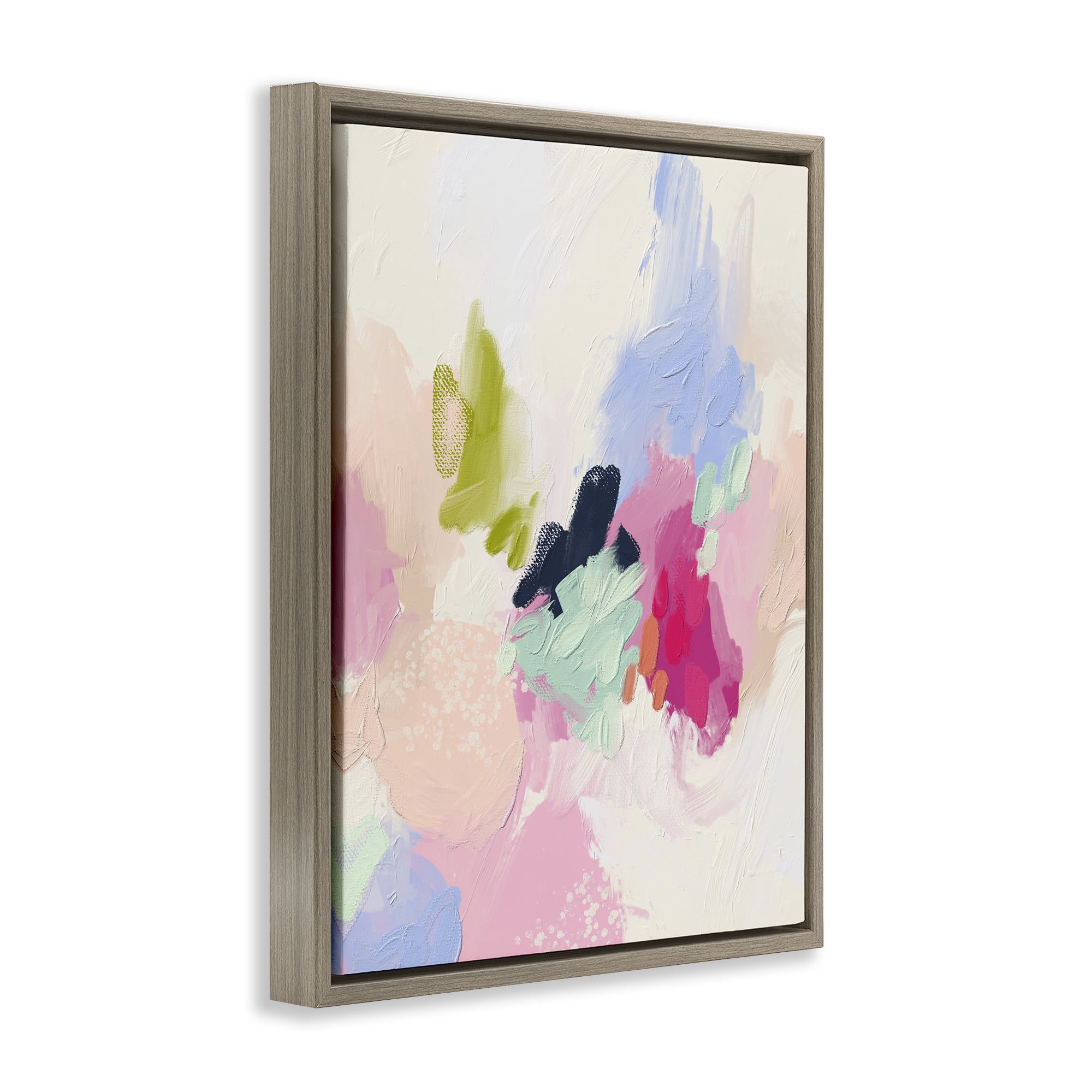 Stupell Industries Pastel Abstract Paint Strokes Abstract Painting Brown Floater Framed Canvas Art Print Wall Art, 17 x 21