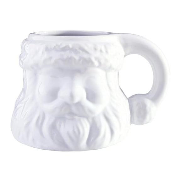 Slant Collections Christmas Mug Ceramic Santa Claus Shaped Coffee Cup, 15-Ounce, Glossy White