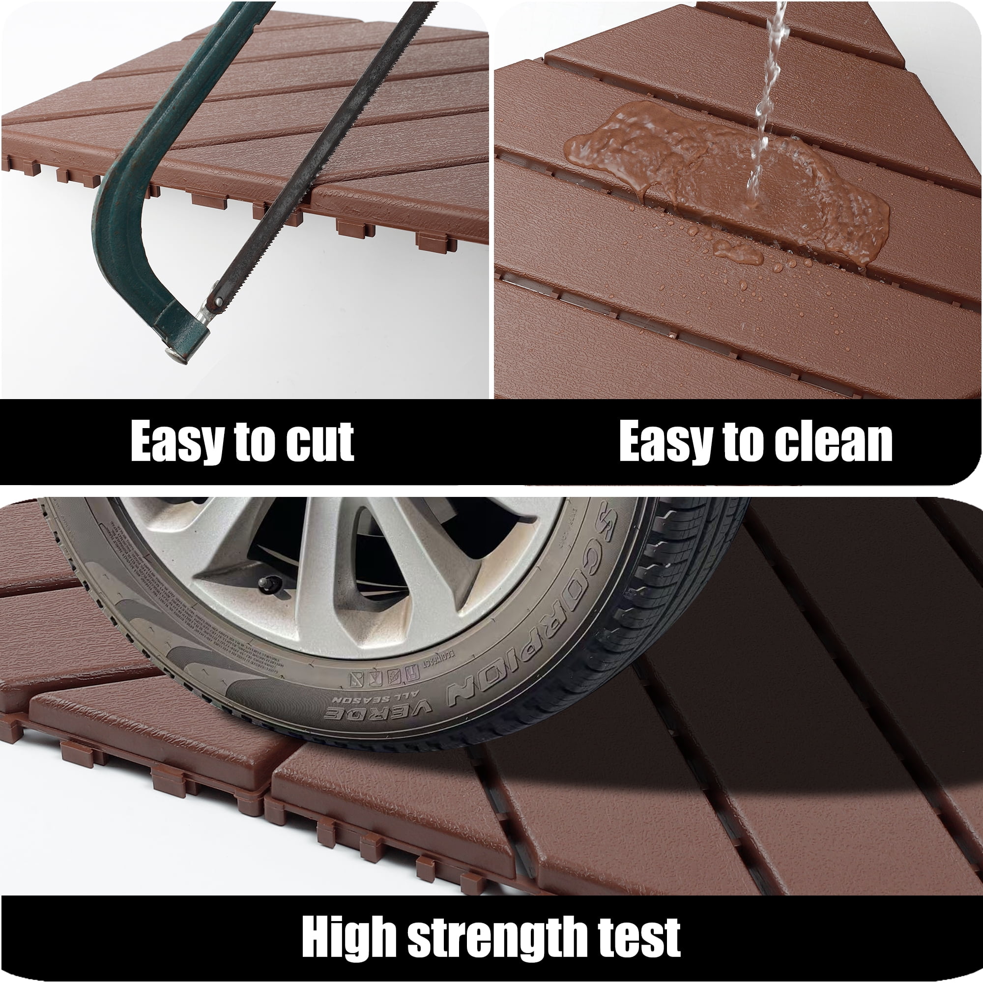 Interlocking Deck Tiles 12x12 Inch Outdoor Flooring, Waterproof PP Patio Floor Tiles DIY