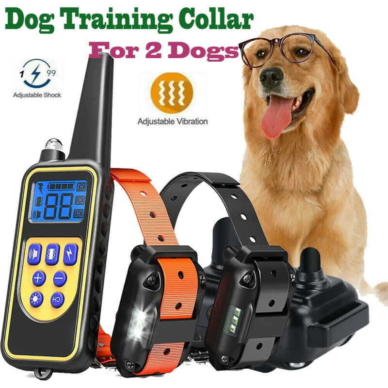 Dog Shock Training Collar Rechargeable Remote Control Waterproof IP67 875 Yards 
