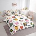 thumbnail image 3 of Manfei Kids Winter Coffee Bedding Comforter Set 7 Pieces, Cute Christmas Tree Full Bedding Set, Santa Claus Gifts Reversible Fitted Sheet Flat Sheet, Breathable Home Decor, 3 of 7