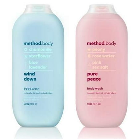 Method Body Body Wash - Wind Down & Pure Peace - Set of 2 (Each 18 fl oz 532 ml)