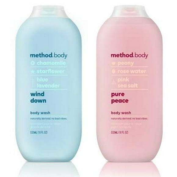 Method Body Body Wash - Wind Down & Pure Peace - Set of 2 (Each 18 fl oz 532 ml)