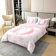 thumbnail image 3 of Pink Bow Duvet Cover 100% Cotton Twin Size,Initial Letter D Chic Romantic Comforter Cover(No Filler) for Room Decor,Princess Style Bowknot Love Hearts Girly Fairy Bedding Set,2 Pcs, 3 of 6