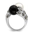 thumbnail image 2 of White Sterling Silver Ring Band Pearl Freshwater Black Marcasite, 2 of 3