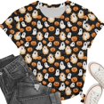 thumbnail image 4 of ersvoioy Halloween Shirt Women Funny Print Shirts Fashion Crewneck Halloween Short Sleeve Graphic Tees Fall Holiday Party Family T-Shirts Tops Multicolor L, 4 of 6