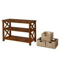 thumbnail image 4 of eHemco X-Side Console Sofa Table with 2 Shelves and 3 Baskets, Coffee, 4 of 8