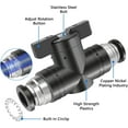 thumbnail image 4 of Kit de conector de 5 piezas con válvulas de bola y manuales para control de fluidos, conexiones rápidas, adaptador de 6 mm, juego de válvulas neumáticas de interruptor compacto, 4 of 5