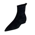 thumbnail image 2 of Womens Ankle Boots Pointed Toe Dress Boots Faux Suede Short Boots Fashion Low Heeled Leather Booties, 2 of 5