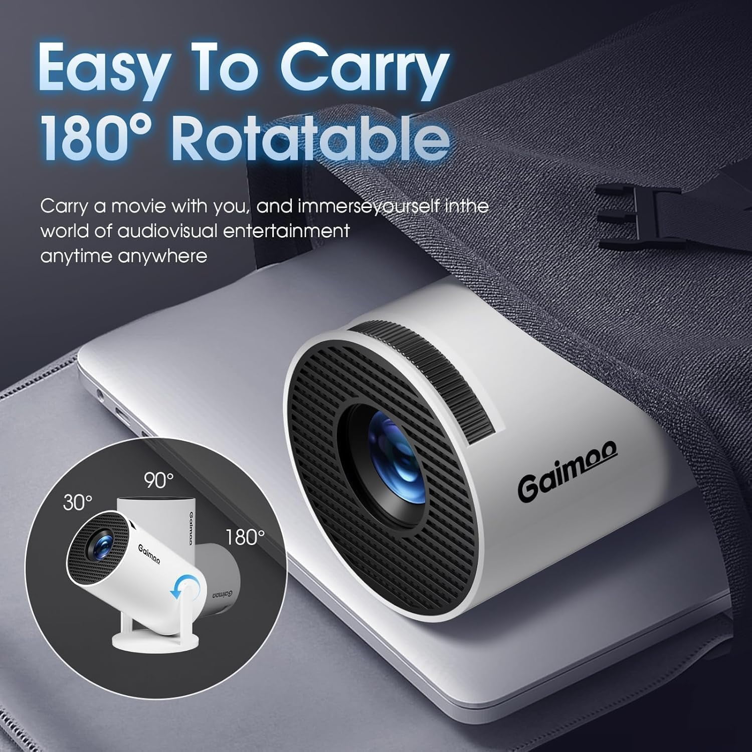 GM200  Projector with WiFi  Built-in Apps 4K Support Auto  180 °   Rotation for Home Theater