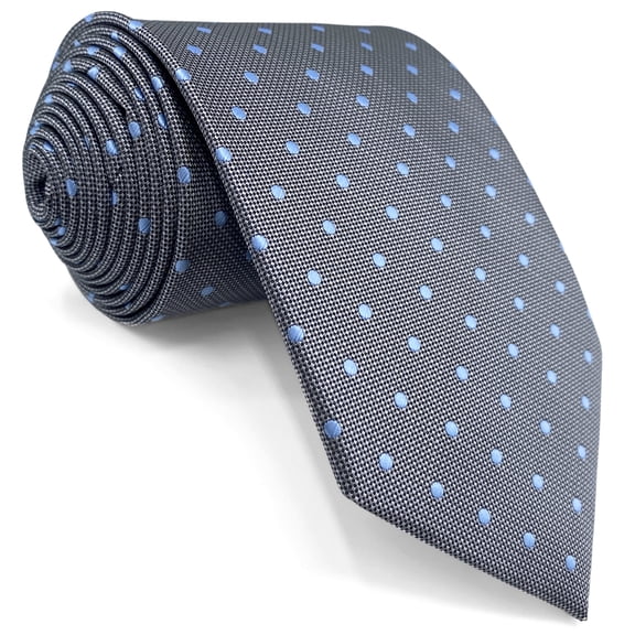 Mens Tie Grey Blue Dots Neckties for Men Silk Classic Size 57.5 inches