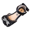 thumbnail image 2 of YOUSNH Fashion Spring and Summer Girls Sandals Dress Dance Performance Princess Shoes Light Sequin Mesh Bow Rhinestone Ribbon Girls Shoes Sandals for Kids Black 7, 2 of 6