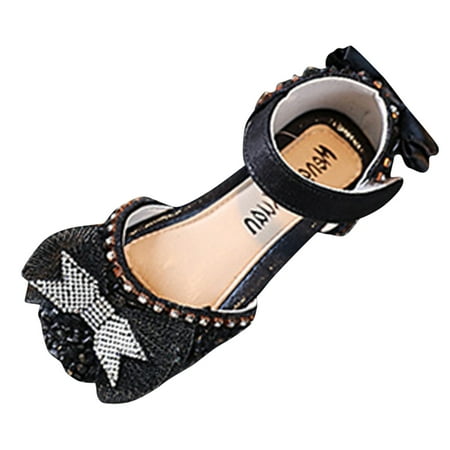 NOLDARES Girls Princess Shoes Mary Jane Flats Girls Dress Up Shoes Dance Party Princess Shoes Dress Shoes for Girls(Black 8-9 Years)