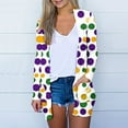 thumbnail image 2 of lcziwo Mardi Gras Cardigans for Women Long Sleeve Sweaters Lightweight Open Front Shrug Cardigan Carnival Graphic Dressy Draped Kimono Cardigan Deals Today,Multicolor,L, 2 of 6