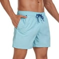 thumbnail image 6 of Purcolt Mens Swim Trunks Drawstring Quick Dry Swim Shorts Swimwear Solid Sport Board Shorts with Pockets, 6 of 8