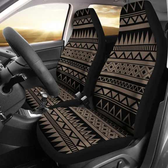 St Brown and Black Tribal Pattern Abstract Ethnic Car Seat Covers Pack of 2 Universal Front Seat Protective Cover