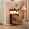 thumbnail image 2 of FURRIFIC Buro para Recámara con Estación De Carga, Mesa de Noche para Recámara con 2 Enchufes y 2 Puertos USB, Mesita De Noche Retro, Muebles para Recamara, Mesa Auxil, 2 of 9