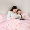 thumbnail image 5 of Erosebridal Cute Pink Bowknot 7 Pieces Bedding Comforter Set For Girl Kids,Colorful Kawaii Geometric Rhombus Full Bedding Set,Reversible pink, 5 of 7