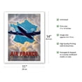 thumbnail image 2 of Towards New Skies - Plane soars through sun-lit gap in clouds shaped like a map of France - Vintage Travel Poster c.1947 - Fine Art Matte Paper Print (Unframed) 11x14in, 2 of 4