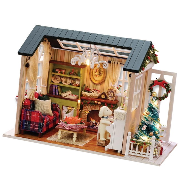 Casa de 3D Kits de Bricolaje en Miniatura de Muebles de Habitación de con Juguete de Hugo Casa de muñecas de bricolaje