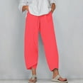 thumbnail image 2 of Lmnyox Wide Leg Capris for Women Baggy Elastic Waist Capri Pants with Pocket Summer Beach Capris, 2 of 5